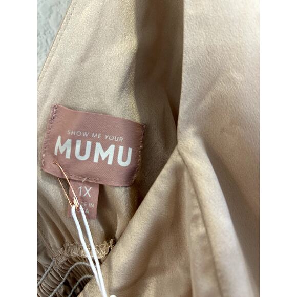 Show Me Your Mumu Nicole Maxi Dress in Champagne Luxe Satin 1X NWT - Picture 5 of 7